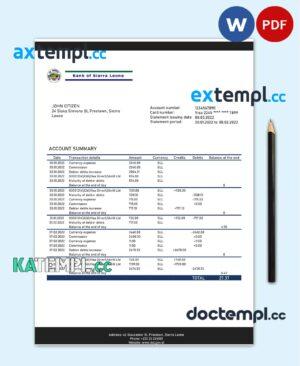 sample Sierra Leone Bank of Sierra Leone bank statement template in Word and PDF format download