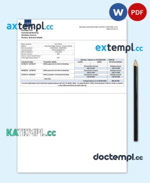 sample Solomon Islands ADB bank statement template in Word and PDF format download