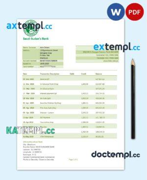 sample Sudan Saudi Sudanese Bank proof of address statement template in Word and PDF format download