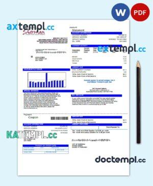 sample USA City of Sherman utility bill template in Word and PDF format download