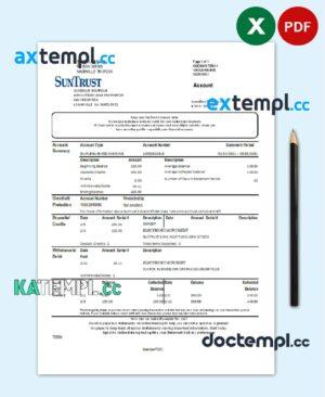 sample USA Georgia SunTrust bank proof of address statement template in .xls and .pdf format download