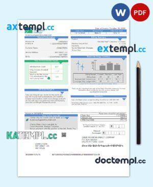 sample USA Green Mountain Energy utility bill template in Word and PDF format download