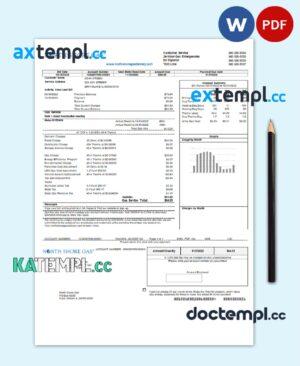 sample USA Illinois North Shore Gas utility bill template in Word and PDF format download