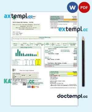 sample USA Indiana Bartholomew County REMC utility bill template in Word and PDF format download