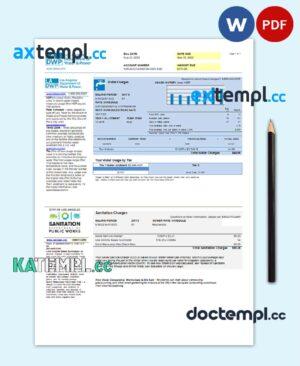 sample USA LA DWP utility bill template in Word and PDF format download