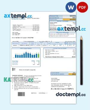 sample USA North Carolina Brunswick Electric utility bill template in Word and PDF format download