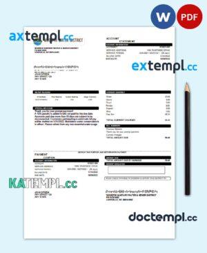 sample USA North Carolina Woodfin Sanitary Water & Sewer District utility bill template in Word and PDF format download