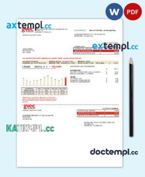 sample USA Texas GVEC utility bill template in Word and PDF format download