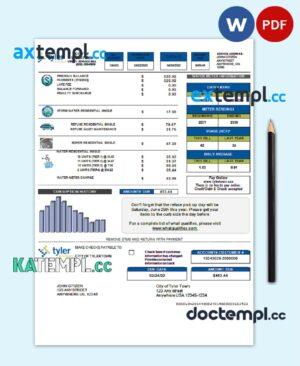 sample USA Tyler Technologies utility bill template in Word and PDF format download