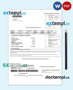 sample USA Waitsfield Telecom utility bill template in Word and PDF format download