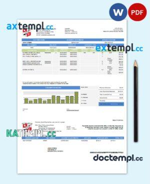sample USA Wawatosa Water Utility utility bill template in Word and PDF format download