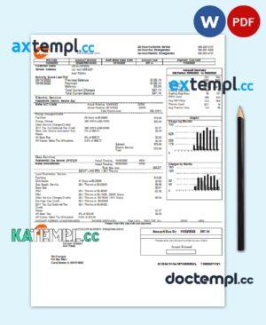 sample USA We utility bill template in Word and PDF format download