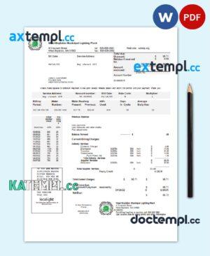 sample USA West Boylston utility bill template in Word and PDF format download