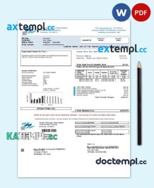 sample USA Western Municipal Water District utility bill template in Word and PDF format download