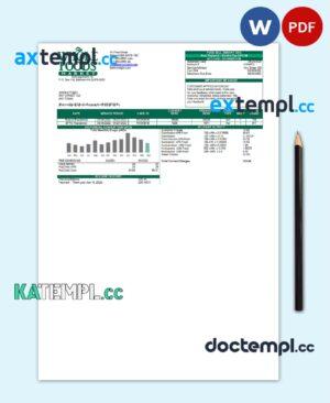 sample USA Whole Foods Market utility bill template in Word and PDF format download
