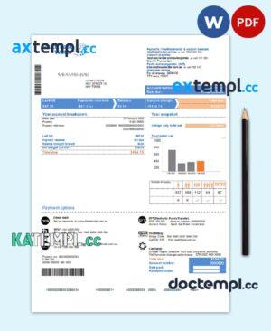 sample Australia South East Water utility bill template in Word and PDF format download