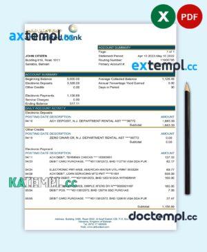 sample Bahrain Ahli United bank statement template in Excel and PDF format download