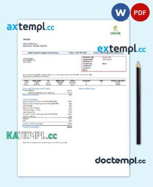 sample Canada Alberta Spark utility bill template in Word and PDF format download
