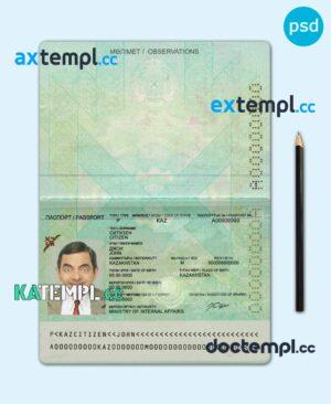 sample Kazakhstan passport template in PSD format, fully editable (2009 – present) download