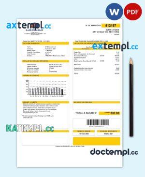 sample Peru Luz de Sur utility bill template in Word and PDF format, fully editable download