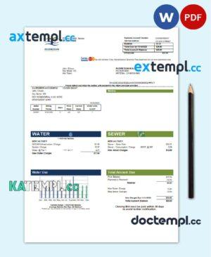 sample USA California Padredam utility bill template in Word and PDF format download