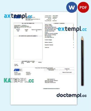 sample USA California San Jose Water utility bill template in Word and PDF format download