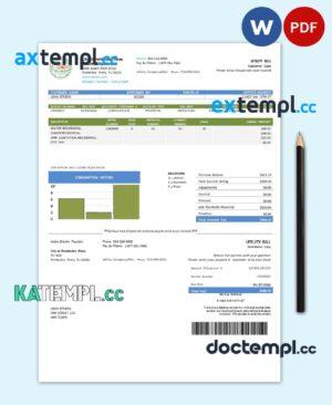sample USA Florida City of Pembroke Pines Utilities Department utility bill template in Word and PDF format download