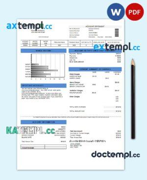 sample USA Georgia Savannah utility bill template in Word and PDF format download