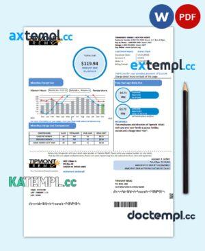 sample USA Indiana Tipmont utility bill template in Word and PDF format download