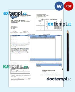 sample USA Mississippi Dixie Electric utility bill template in Word and PDF format download