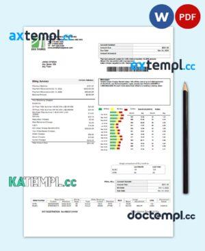 sample USA Ontario Erie Thames utility bill template in Word and PDF format download