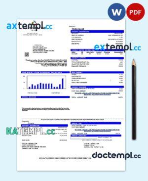 sample USA Texas Carrollton utility bill template in Word and PDF format download