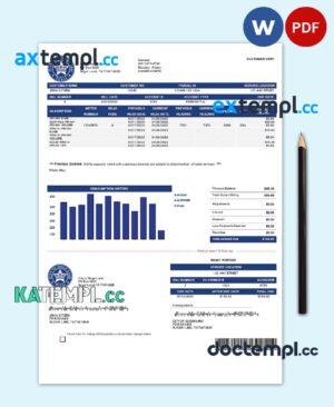 sample USA Texas City of Sugar Land utility bill template in Word and PDF format download