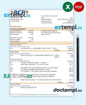 sample Bolivia Banco de Crédito de Bolivia bank statement template in Excel and PDF format download