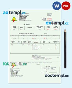 sample Saint Vincent and the Grenadines St. Vincent Electricity Services Limited utility bill Word and PDF template download