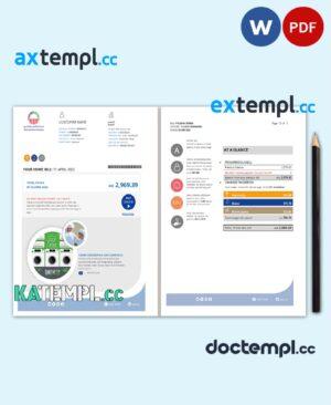 sample UAE Ajman Al Ain Distribution Co. Word and PDF utility bill template (5 pages) download