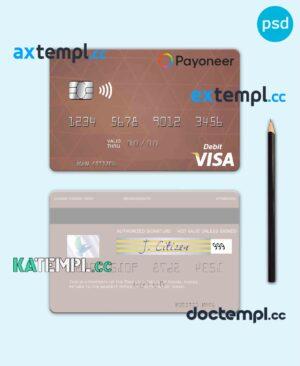 sample USA Payoneer visa credit card PSD template download
