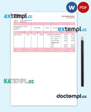 sample USA insurance company employee sheet template in Word and PDF format, version 2 download