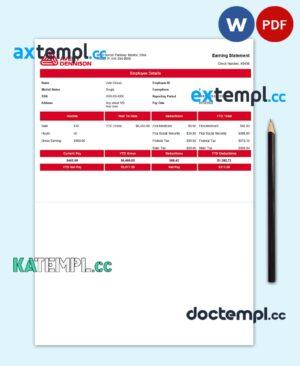 sample USA packaging company employee sheet template in Word and PDF format, version 2 download