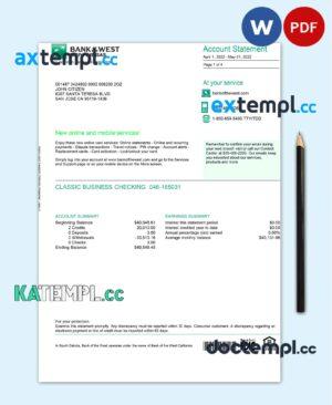 sample France BNP bank statement Word and PDF template, 4 pages download
