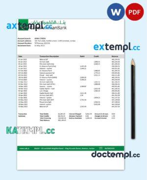 sample Jordan Cairo Amman proof of address bank statement template in Word and PDF format download