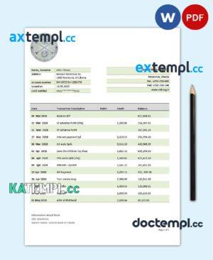 sample Liberia Central Bank of Liberia bank statement template in Word and PDF format download