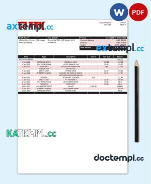 sample Macedonia TTK bank statement template in Word and PDF format download