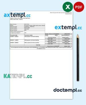 sample Malaysia Affin Bank statement Excel and PDF template download