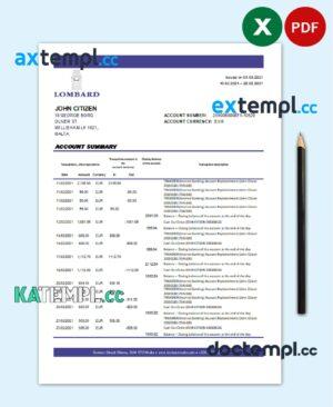 sample Malta Lombard Bank Malta p.l.c. bank statement easy to fill template in .xls and .pdf file format download