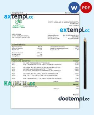 sample Mauritania Chinguitty bank statement template in Word and PDF format download