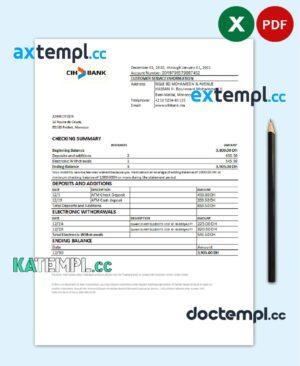 sample Morocco CIH Bank statement easy to fill template in Excel and PDF format download