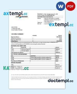 sample Morocco CIH bank proof of address statement template in Word and PDF format download