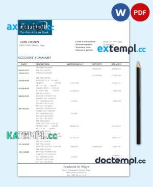 sample Niger Ecobank bank statement template in Word and PDF format download