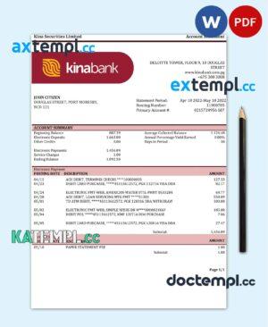 sample Papua New Guinea Kina Securities Limites bank statement template in Word and PDF format download